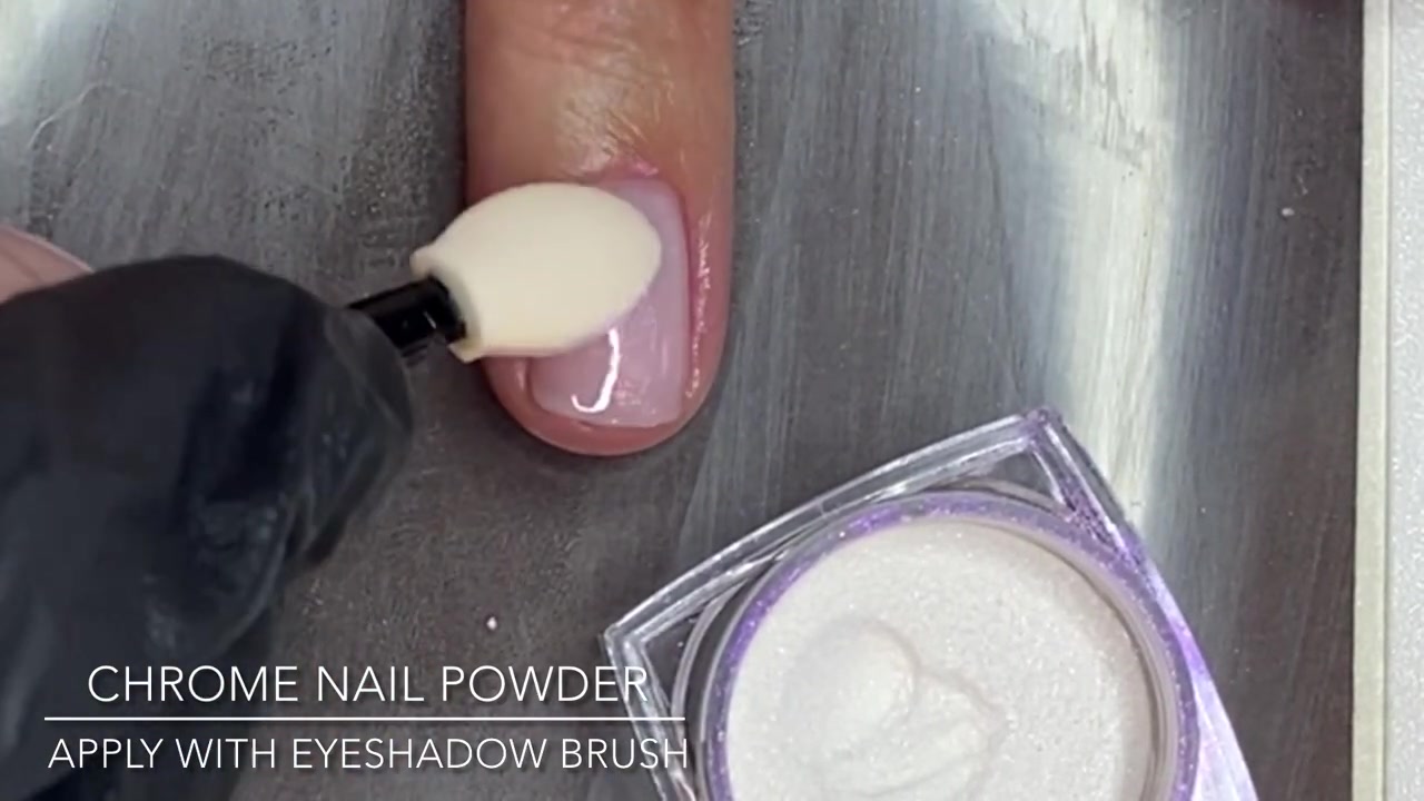 Simple Nail Designs demonstrating rub on a little chrome powder