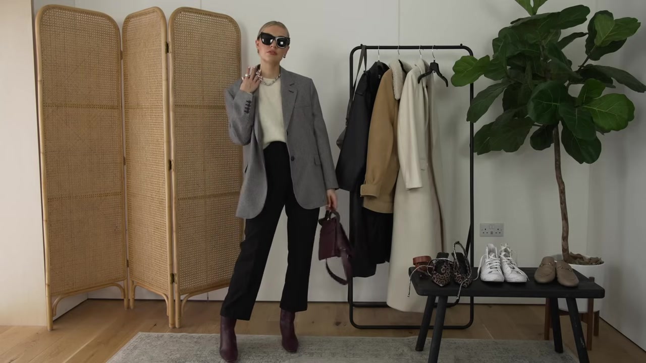 Repeat burgundy in the boots and bag.